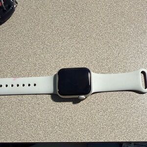 Elegant Silver Smartwatch with White Band
